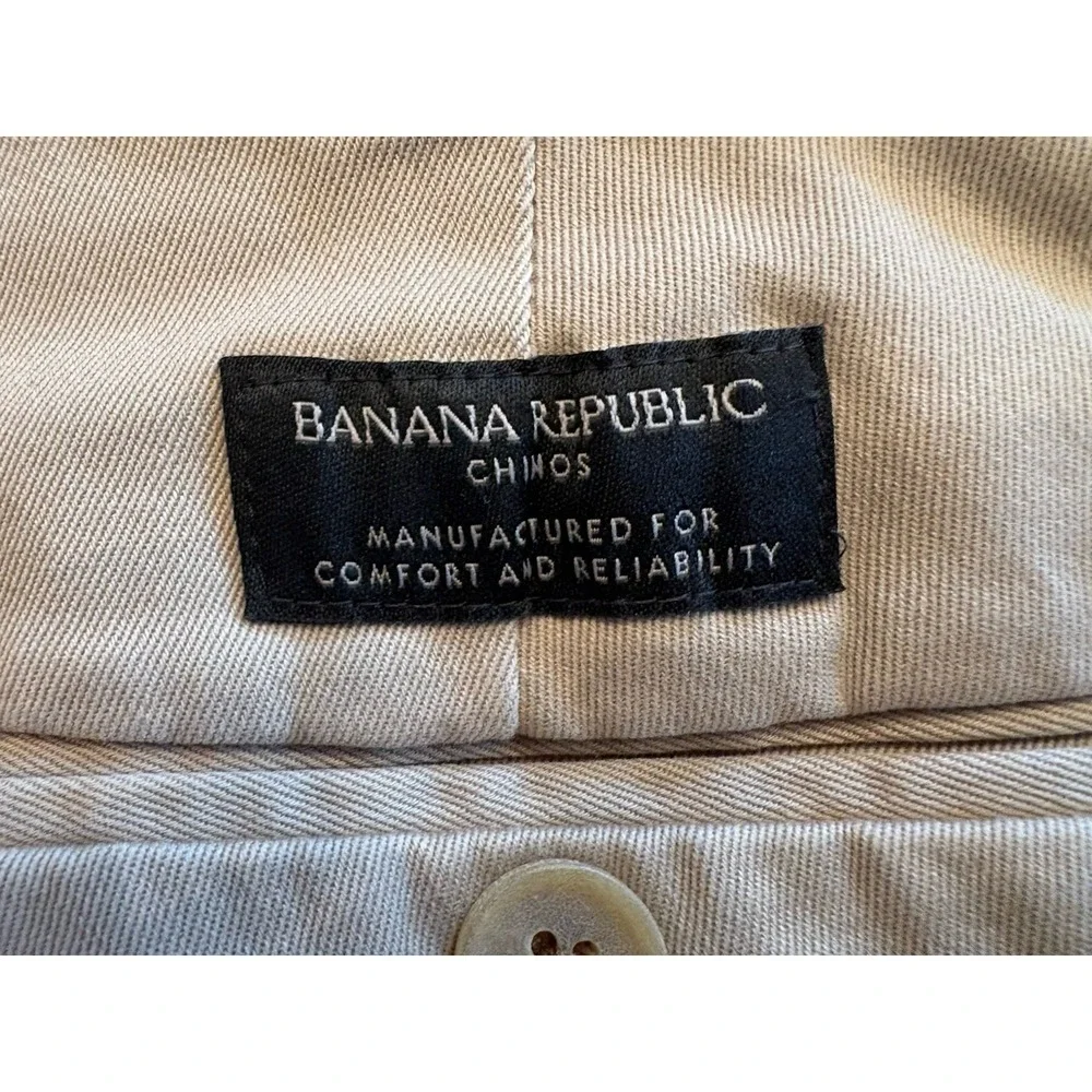 Banana Republic Aiden Fit Chino Pants Mens 36x30 Khaki Flat Front Stretch